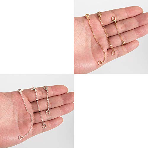 Softones 12-18Pcs Ankle Bracelets Extenders-Extension for Womens Jewelry(1 2 3 Inch),with Lobster Clasp and O-Clasp from Gold Silver Rose Gold - color: F:Lobster clasp 6-Gold 6-Silver