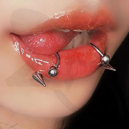 ZS 7Pcs Stainless Steel Star Opal CZ Lip Rings Hoops Piercing, 16G C-shape U-shape Lip Rings, Internally Threaded Cartilage Helix Daith Earrings Jewelry for Women Men - color: U-shape Lip Rings, size: diameter:8mm