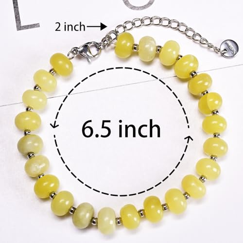 Natural Healing Gemstone Bracelet Handmade Yoga Stretch Elastic Bracelet Stress Relief Crystal Jewelry for Men and Women - color: Lemon Jade(Good Mood), size: 5x8