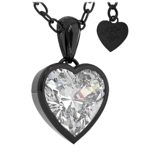 SERASAR Black Heart Pendant Necklace Women Jewelry Present Mom Daughter - color: Black, style: Love