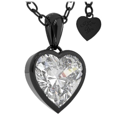 SERASAR Black Heart Pendant Necklace Women Jewelry Present Mom Daughter - color: Black, style: Love