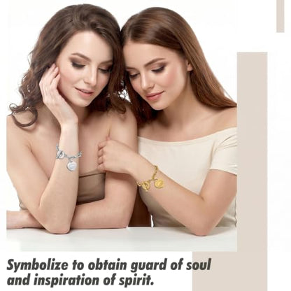Emibele Heart Charm Bracelet for Women, Bible Verse Bracelet Stainless Steel 18K Gold Plated Bracelet Love Pendant Link Chain OT Clasp, Birthday Christmas Jewelry Gift for Mother Her - color: Gold & Silver