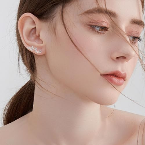 Ear Climbers Earrings for Women Sterling Silver Vintage Ear Crawler Earrings Jewelry Gifts for Women - style: Boho leaf