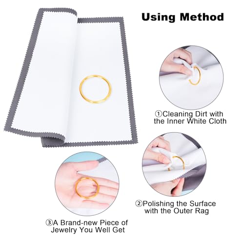 3pcs Polishing Cloth for Jewelry Cleaning Four-Layer Double-Sided Silver Cleaning Cloth for Cleaning Gold, Silver, Diamond, Gemstones, Coins, Platinum Jewelry - color: Black & Dark Gray & Light Gray
