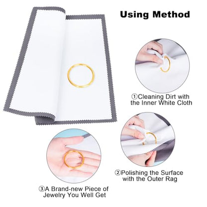 3pcs Polishing Cloth for Jewelry Cleaning Four-Layer Double-Sided Silver Cleaning Cloth for Cleaning Gold, Silver, Diamond, Gemstones, Coins, Platinum Jewelry - color: Black & Dark Gray & Light Gray