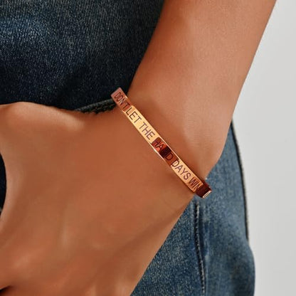 Inspirational Christian Bracelet for Women, Oval Engraved Bible Verse Love Bangle Cuff, Faith Scripture Jewelry, Religious Encouragement Gift for Mom Daughter Sister Friend - color: DON'T LET THE HARD DAYS WIN-Oval Bangle Rose Gold