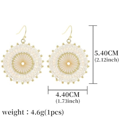 Colorful Bead Earrings For Women Summer Beach Handmade Bead Earrings Bohemia Hoop Dangle Earring For women - color: White