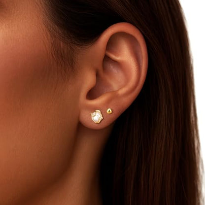 Pearl Earrings for Women 14k Gold/Silver Pearl Drop Earrings Long White Pearl Tassel Dangle Statement Earrings Bridal Wedding Dainty Prom Earrings Birthday Gifts Jewelry - color: Gold Caged Pearl+Ball Stud Earrings