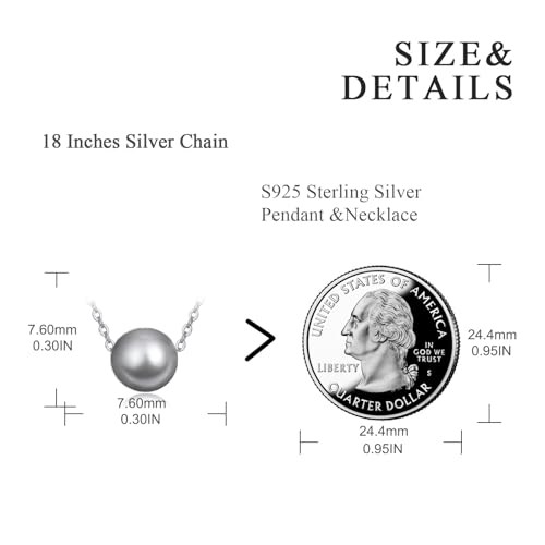 925 Sterling Silver Black Pearl Necklace Choker Jewelry Birthday Gifts for Women - style: Grey Pearl