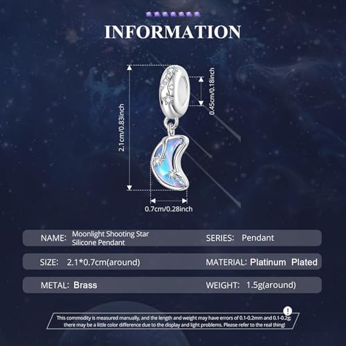 Celestial Bead Charms for Bracelets, Star Moon Dreamcatcher Dangle Charms, Silver Tone Copper, Glass Resin CZ Accents, Charm Beads for Women Jewelry Making, Gift Box Included - color: Opal Crescent Moon Dangle Charm