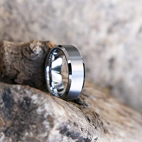 LerchPhi Engraved Custom Tungsten Rings For Men Wedding Band Personalized Titanium Promise Ring for Him Black/Red/Green/Purple/Blue Beveled Edge Szie 6 to 16 - color: No Custom - 8MM Tungsten Silver