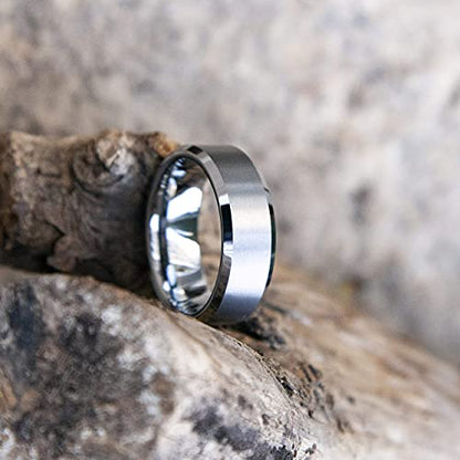 LerchPhi Engraved Custom Tungsten Rings For Men Wedding Band Personalized Titanium Promise Ring for Him Black/Red/Green/Purple/Blue Beveled Edge Szie 6 to 16 - color: No Custom - 8MM Tungsten Silver