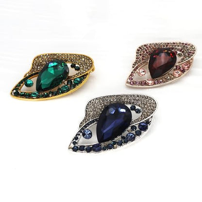 Brooch Pins for Women Girls Fashion Flower Crystal Rhinestone Pearl Jewelry - color: AUG24018G