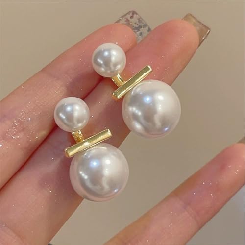 Vintage Big Pearl Stud Earrings For Women White Round Pearls Earrings Faux Pearl Charm Round Bridal Earring Prom Wedding Jewelry