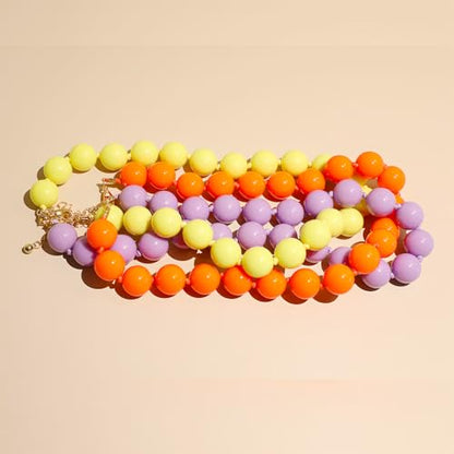 JNF Chunky Beaded Necklaces Women Large Big Ball Bead Choker Necklace Bold Statement Beads jewelry Gift - color: dark purple beads