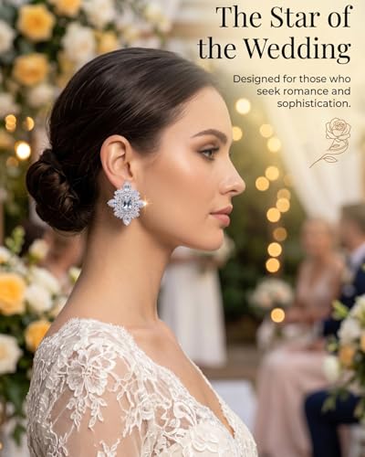 Prom Silver Clip On Earrings for Women Trendy Hypoallergenic Non Pierced Statement Cubic Zirconia Earrings for Women Large Rhinestone Earring Formal Wedding Jewelry Gifts - color: Silver