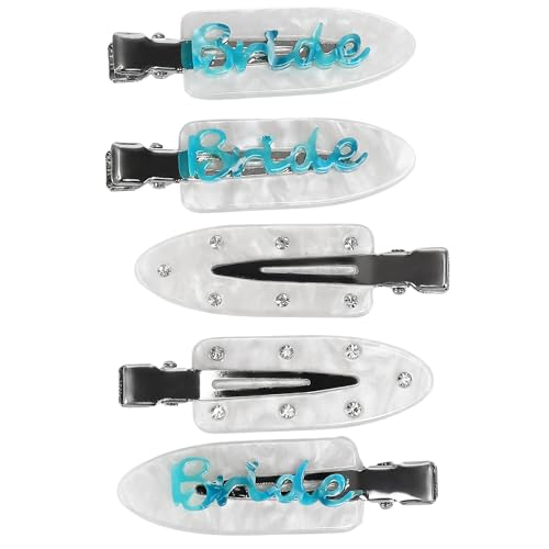 Bridal Hair Clips – 5 Pc Set | Bride & Bridesmaid Get Ready Clips, White & Blue Bachelorette Accessories, Wedding Prep & Shower Favors Something Blue