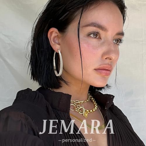 JEMARA Silver Hoop Earrings for Women Hypoallergenic 925 Sterling Silver Post Hoop Earrings Lightweight Thick Large Silver Hoop Earrings 30/40/50MM - color: Silver-50MM