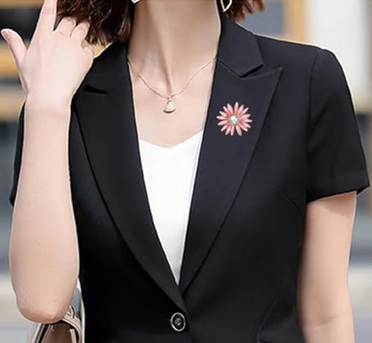 Rhinestone Flower Pin Camellia Drop Oil Brooch Big Large Rose Bouquet Brooch Pin Pearl Daisy Peony Brooch Lapel Pins Elegant Clothing Hat Bag Skirt Accessories for Women - color: Daisy