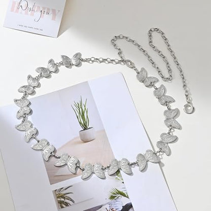Butterfly Chain Belt - color: Silver