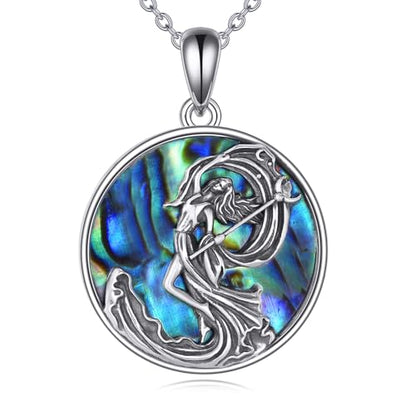 YFN Andromeda Goddess Necklace 925 Sterling Silver Abalone Shell Crescent Moon Witch Pendant Andromeda Jewelry for Women