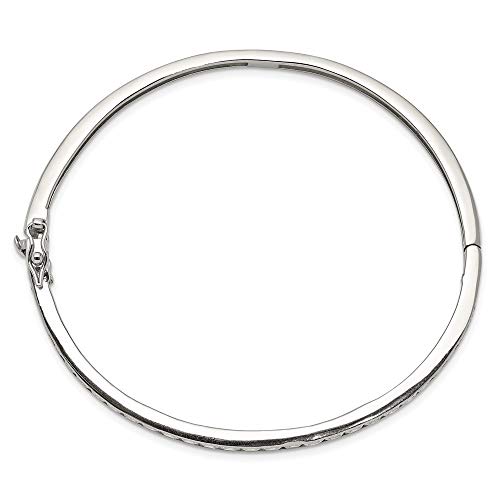 Sonia Jewels Real 925 Sterling Silver Oval CZ Cubic Zirconia Hinged Bangle Cuff Bracelet 3/16 8" (Width = 5mm)
