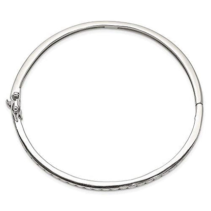 Sonia Jewels Real 925 Sterling Silver Oval CZ Cubic Zirconia Hinged Bangle Cuff Bracelet 3/16 8" (Width = 5mm)