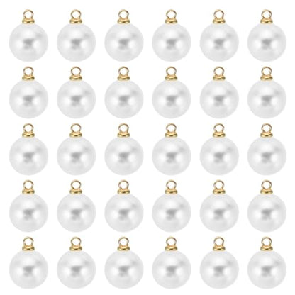 PATIKIL Pearl Charm, 100pcs Pearl Beads Faux Pearl Pendant Charm DIY for Jewelry Making Bracelets Earrings Necklace Crafts - color: Golden White, size: 10mm