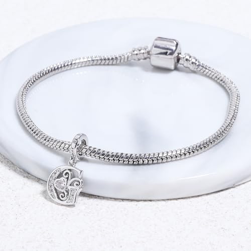 925 Sterling Silver Letter Charms for Pandora Bracelets Silver Letter A Alphabet Charm Initial Dangle Charms Beads Jewelry Gift for Women - style: Dangle Letter Charm G