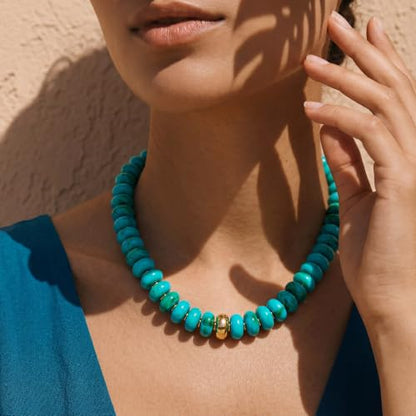 Chunky Beaded Necklace for Women Trendy Multicolor Resin Beads Choker Necklaces Boho Summer Statement Necklace Chunky Heart Jewelry - color: Chunky bead necklace-blue