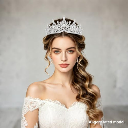 Casoty Silver Crystal Tiaras and Crowns for Women, Rhinestone Queen Headband Bridal Headpieces for Wedding Birthday Prom Quinceanera Pageant Party - color: Sliver