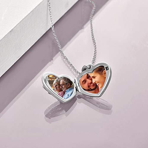 YFN Locket Necklace 925 Sterling Silver Heart Locket Necklace that Holds Pictures for Women Jewelry Gifts - style: heart hummingbird flower