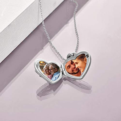 YFN Locket Necklace 925 Sterling Silver Heart Locket Necklace that Holds Pictures for Women Jewelry Gifts - style: heart hummingbird flower