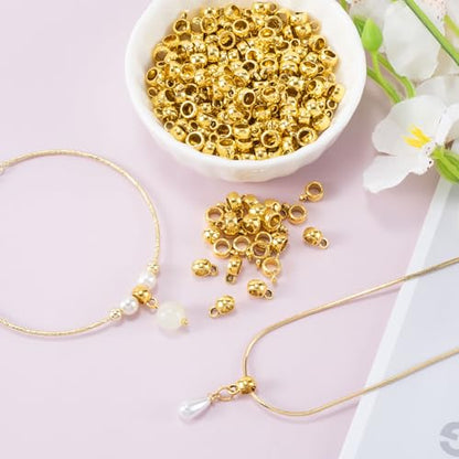 Joez Wonderful Links Bail Beads, Hypoallergenic Alloy Column Spacer Beads - color: 100 Gold