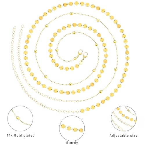 NEWITIN 4 Pieces Waist Chain for Women Gold Plated Adjustable Belly Chain Dainty Layered Summer Beach Body Chains Sexy Bikini Body Chains Jewelry Accessories for Women - color: 4 Pieces Gold Silver Fashion