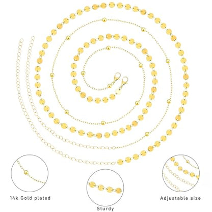 NEWITIN 4 Pieces Waist Chain for Women Gold Plated Adjustable Belly Chain Dainty Layered Summer Beach Body Chains Sexy Bikini Body Chains Jewelry Accessories for Women - color: 4 Pieces Gold Silver Fashion