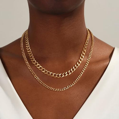 Moodear Layered Necklace for Women 14K Gold Plated/Silver Plated Cuban Link | Paperclip Chain Toggle Clasp, Chunky Layered Design, Fashion Jewelry, Daily Wear & Special Occasions - style: Gold Chain Necklace