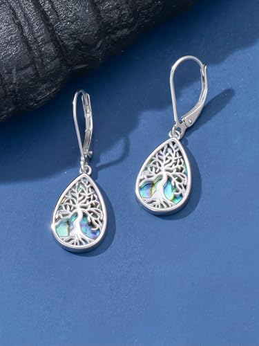 Dorunmo s925 Sterling Silver Western Dangle Drop Earrings Birthday Jewelry Gifts for Women - style: Abalone+Tree of life