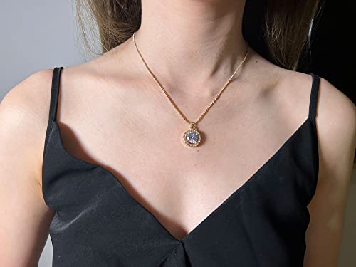 4 Pieces Fashion Elegant Zircon Pendant Gold Necklace Earring Bracelet Jewelry Set for Women Lady Wedding Birthday Party Prom Gifts