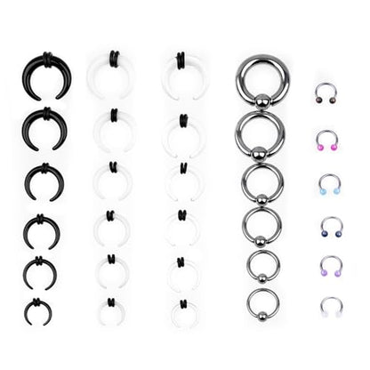 Ear Gauges Stretching Kit 14G-00G Acrylic Sprial Tapers Plugs Expander Sets Heart Tunnels Piering Jewelry Horeseshoes Taper For Ears - style: 30 R PCS