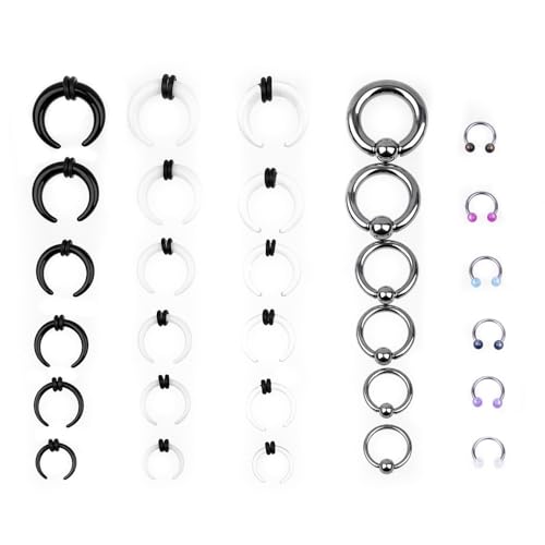 Ear Gauges Stretching Kit 14G-00G Acrylic Sprial Tapers Plugs Expander Sets Heart Tunnels Piering Jewelry Horeseshoes Taper For Ears - style: 30 R PCS