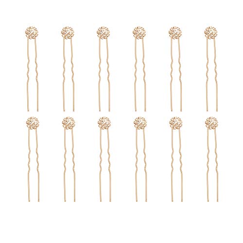 Crystal Bridal Hair Pins Clips Wedding Hair Accessories Hair Set Jewelry With Rhinestone For Brides and Bridesmaids Set Of 12 (Gold) - color: Gold