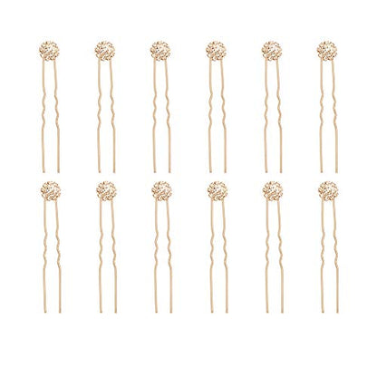 Crystal Bridal Hair Pins Clips Wedding Hair Accessories Hair Set Jewelry With Rhinestone For Brides and Bridesmaids Set Of 12 (Gold) - color: Gold
