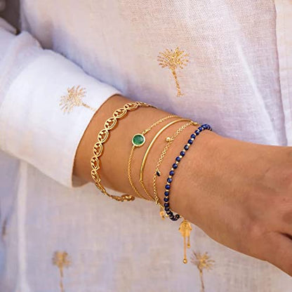 PERNNLA PEARL Dainty Gold Bar Bracelet for Women Simple Delicate Thin Cuff Bangle Hook Bracelet 18K Gold Plated Handmade Minimalist Jewelry - color: 11.Smiley Face