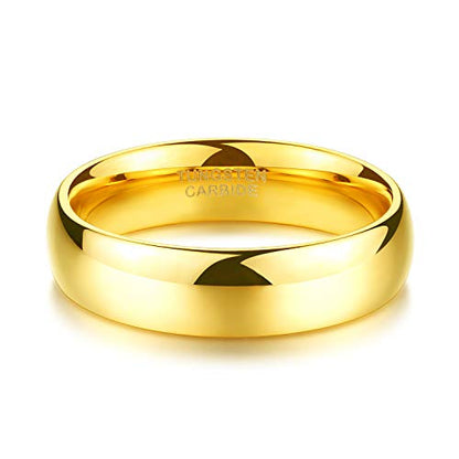 TRUMIUM 2mm 4mm 6mm 8mm Tungsten Wedding Band Ring for Men Women Silver/Rose Gold Plated/Rainbow/Gold Plated Domed High Polish Engagement Promise Rings Comfort Fit 4-15 - color: 6mm 24k gold plated