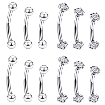 18G 16G 14G Eyebrow Ring Piercing Jewelry Surgical Steel Internal Thread Vertical Labret Lip Ring Rook Daith Earrings Belly Button Ring Piercing Jewelry for Women Men Silver Black Gold - color: Silver, size: 14 Gauge