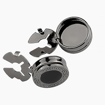 Mens Button Covers Tuxedo Shirt Cufflinks Alternative | Fake cufflinks and alternative fashion jewelry accessories for mens formal business dress shirts suits and groomsmen - color: K Black A