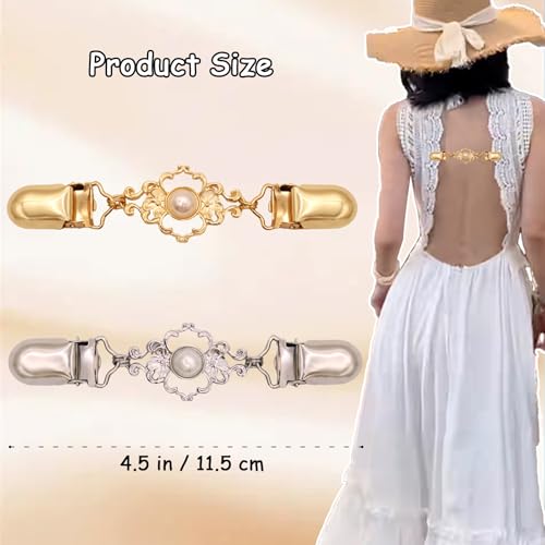 2 PCS Waist Cincher Clips Dress Clips Back Cinch for Shawl Cardigan Sweater Clothes Shirt Tightener Clip(Silvery Golden) - color: Color R