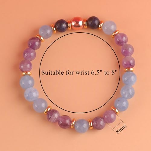 KSQS Healing Stone Bead Bracelet for Women, Natural Gemstones Balance Protection Bracelet, Spiritual Crystal Beads Bracelet Anxiety Relief with Meaning Card - color: Pure Love