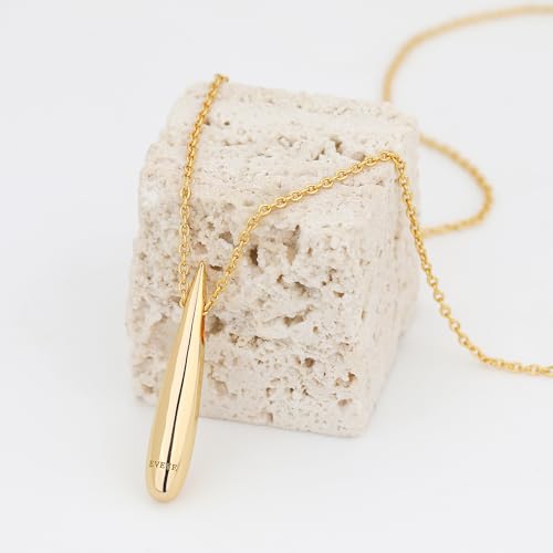 EVEYE S925 Sterling Silver Necklace For Women, Teardrop Pendant Necklaces, Pear Pendant Necklace Jewelry Minimalist style Gift - color: Gold